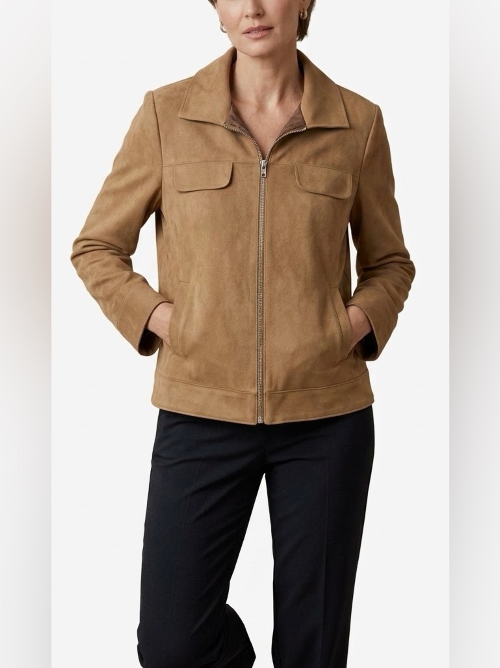 Focus 2000 Women's Tan Suede Zip Jacket